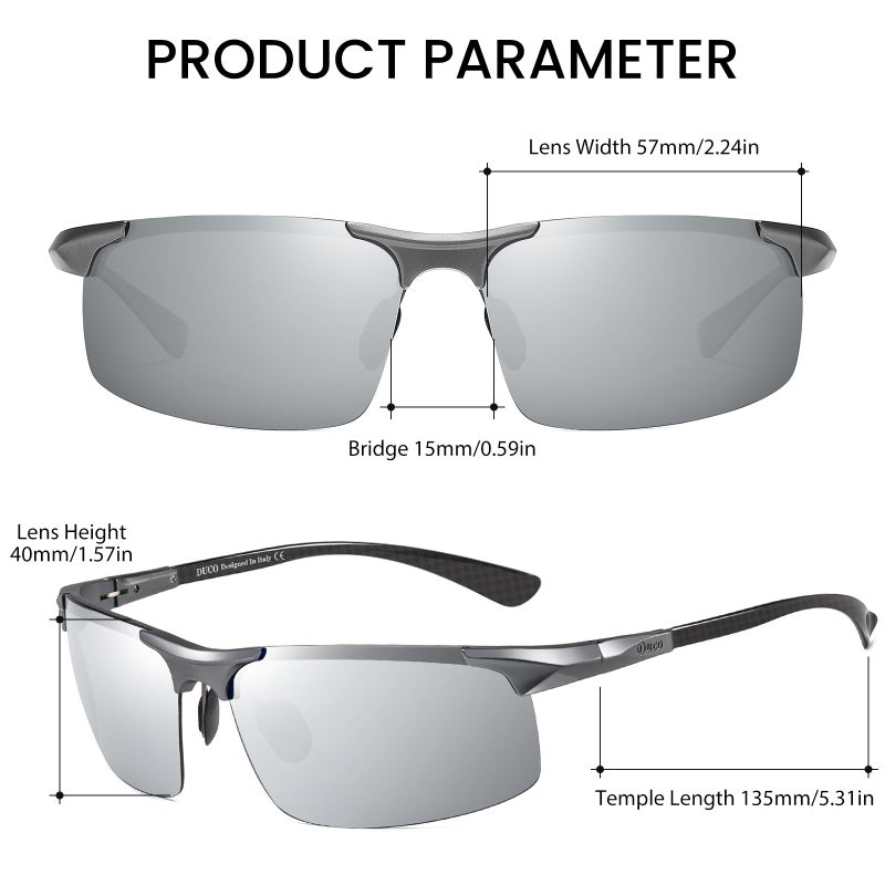 DUCO Mens Sunglasses Polarized Sports Fishing Running Driving Carbon Fiber Sunglasses for Men UV400 Protection DC8277 - Image 3